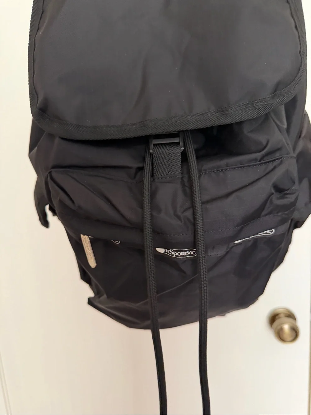 LeSportsac Black Nylon Drawstring Backpack